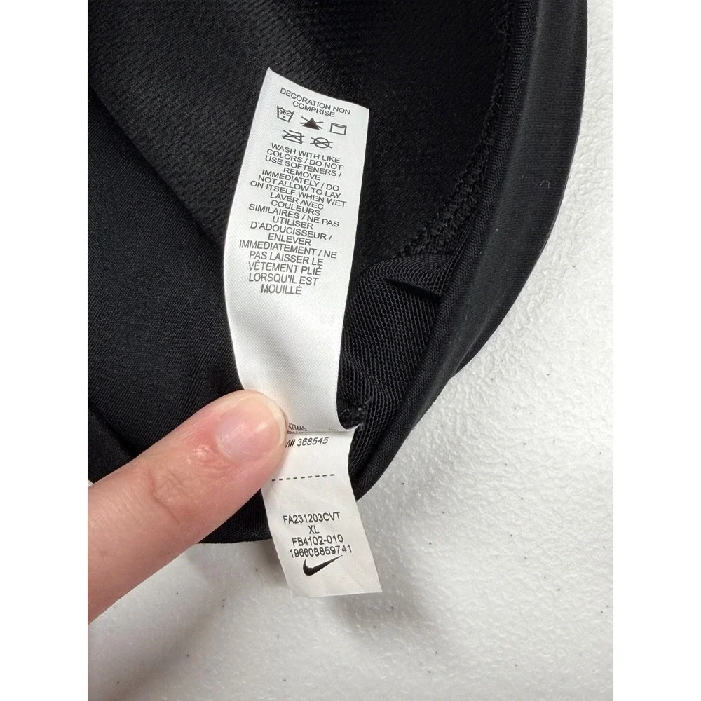 Nike Top Womens XL Black Dri-Fit Cutout Crop Long Sleeve Bra Activewear Gym